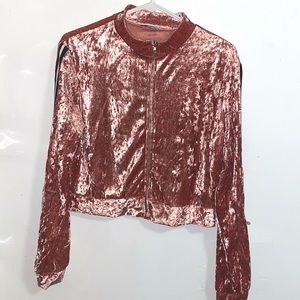 Fashion Nova Light Pink Velvet Crop Top Sweater